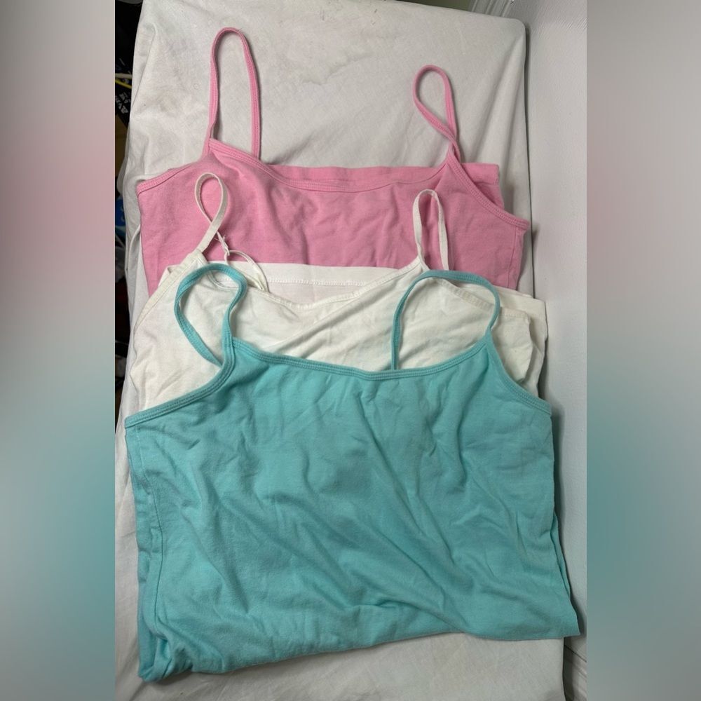White, Pink, and Blue Cami Bundle Sizes Small and Medium